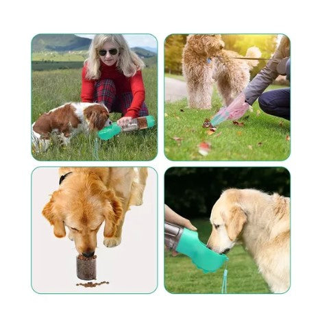Botella de Agua Portátil Dispensadora 3 En 1 Para Mascotas