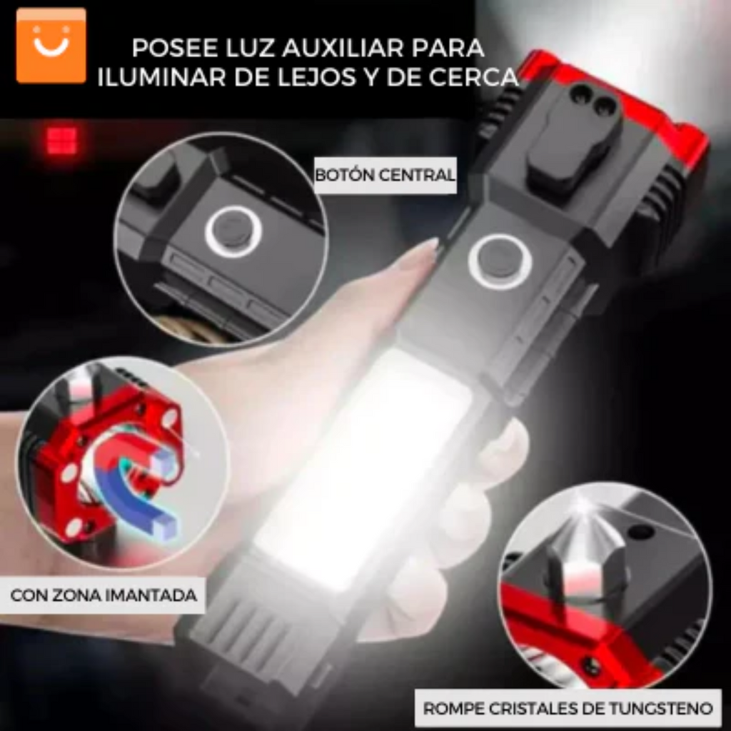 Linterna Multifuncional de seguridad 4 En 1 Recargable