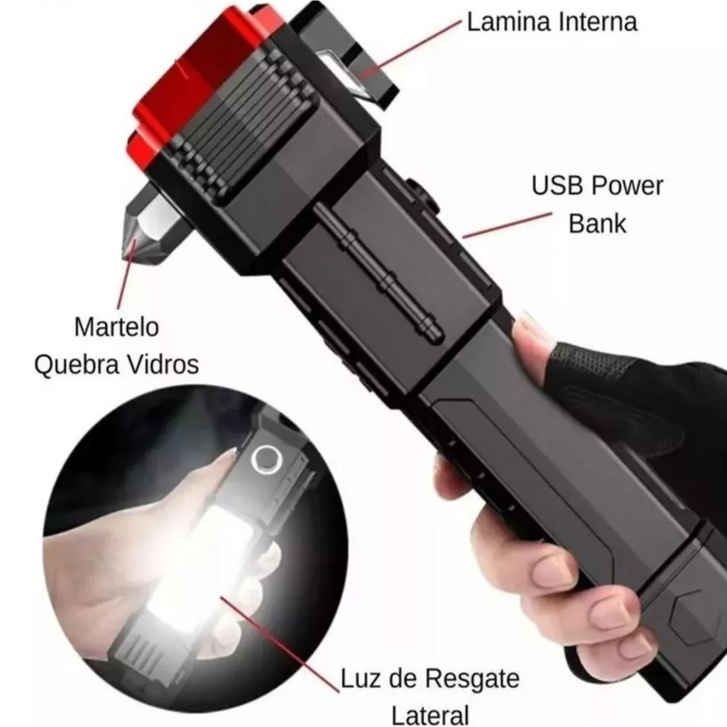 Linterna Multifuncional de seguridad 4 En 1 Recargable