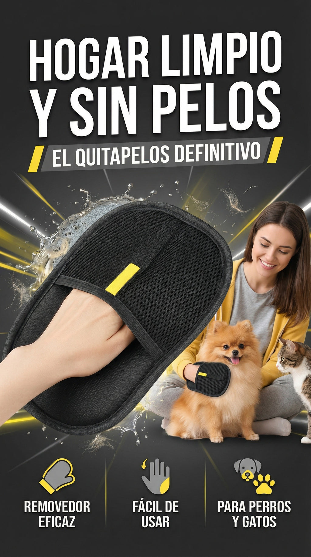 GUANTE QUITA PELOS MASCOTA VIRAL-   ¡ FUNCIONA INCREIBLE !