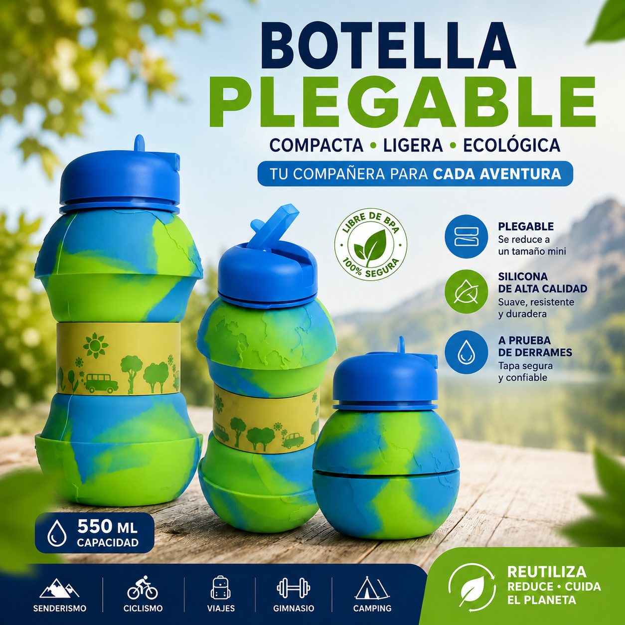 Termo Retráctil Globo Terráqueo, BPA FREE